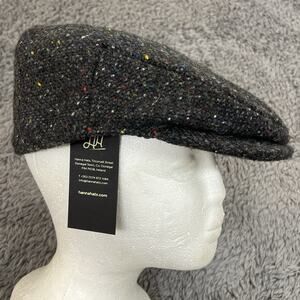 Hanna Hats Donegal Ireland Wool Vintage Cap Maroon &Charcoal Salt & Pepper - NEW